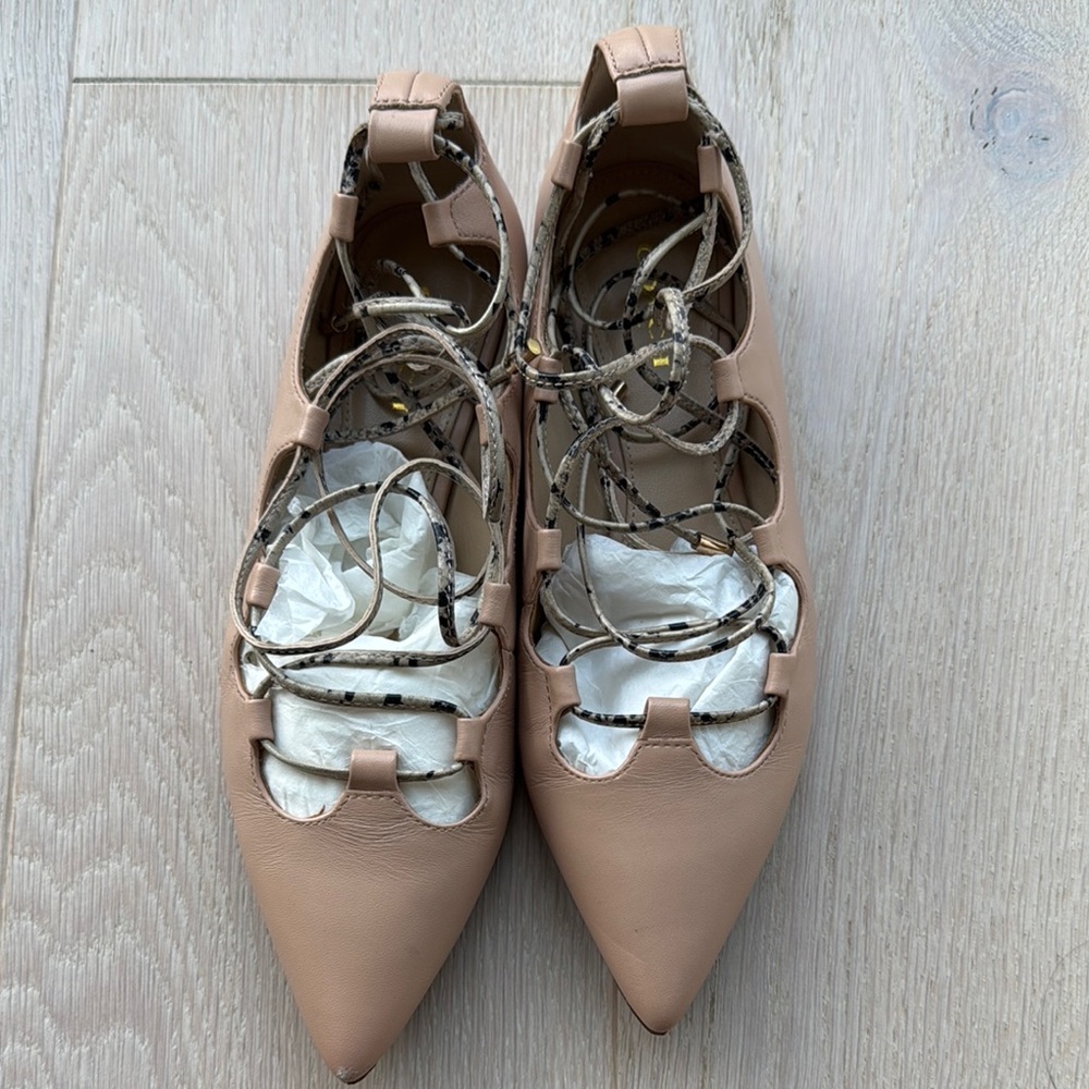 Elegant Nude Lace-Up Women's Shoes